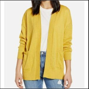 Madewell Bradley Light Weight Open Front Yellow Cardigan XS EUC